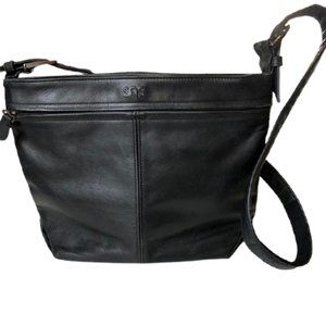 SAS Black Leather Shoulder Bag w/ Pockets - Made in the US